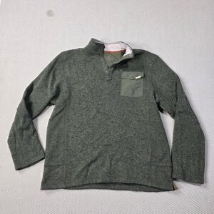 Woolrich Men's Green Pullover Fleece Snap Neck Pocket‎ Sweatshirt Medium
